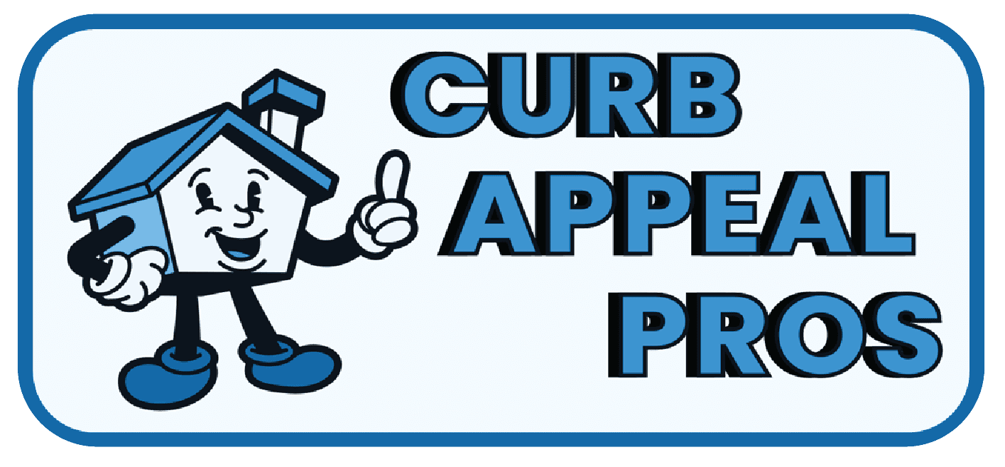 Cartoon house character with thumbs up next to 'CURB APPEAL PRO' text.